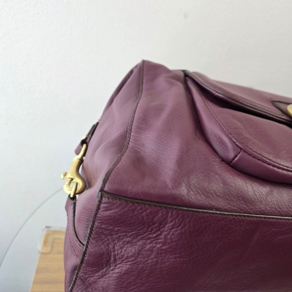 Coach Campbell Domed Satchel Plum Purple Leather‎ Handbag F25151 Gold Hardware - Picture 4 of 15